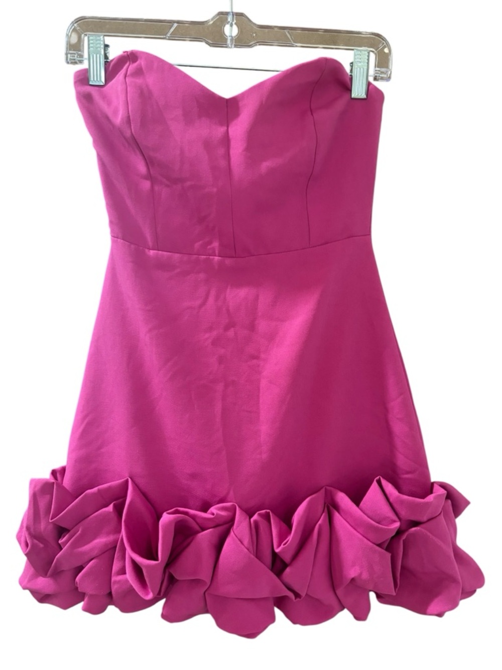DO+BE Women's Strapless Fuchsia Ruffle Hem Party Mini Dress Size Small